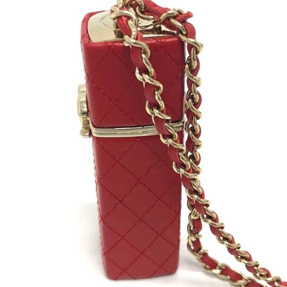 CHANEL CC Mark CC Lip case ChainShoulder Accessory case Leather Red/GoldHardware - Picture 3 of 11